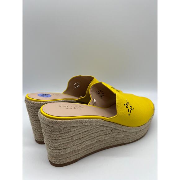 Kate Spade Tenley Espadrille Wedge Yellow Leather Size 8.5. - Picture 8 of 12